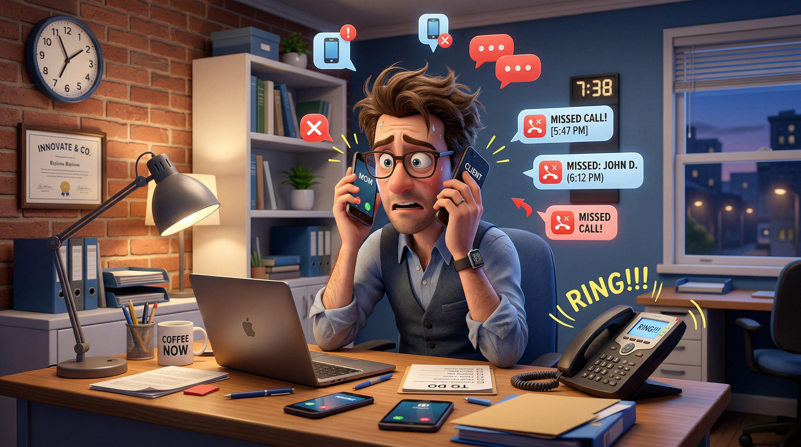 Équipe débordée en entreprise qui manque des appels téléphoniques